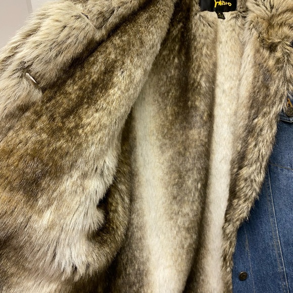 Fabio Faux Fur-Lined Denim Jacket Size Medium - Picture 4 of 5